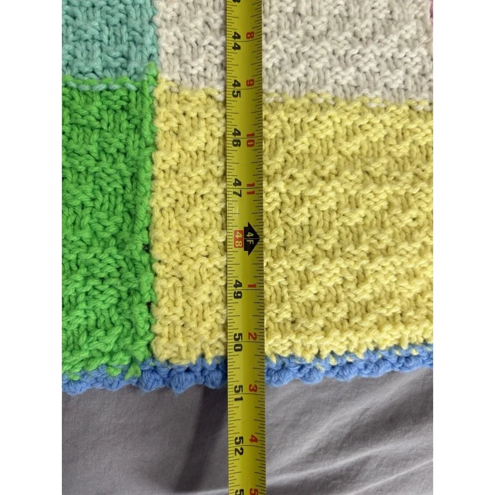 Handmade Vintage Crochet Blanket Easter Pastels Afghan Throw 39